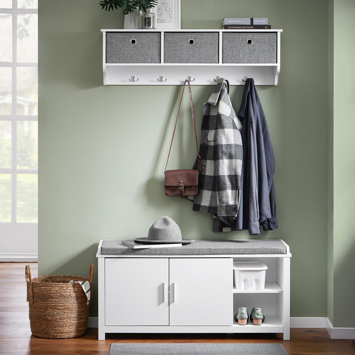 SCHUHBANK Weiß - Weiß, Holzwerkstoff (105/51/35cm) - SoBuy