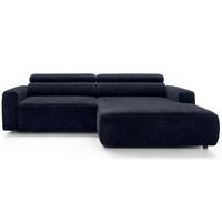 ECKSOFA Fando Navyblau Chenille - Schwarz/Dunkelblau, Kunststoff/Textil (182/252cm) - Selsey