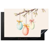 HERDABDECKPLATTE Osterkuchen - Schleife - Eier Induktionsschutz 81.6x52.7 cm - Creme, Kunststoff (81.6/52.7/0.2cm) - MuchoWow