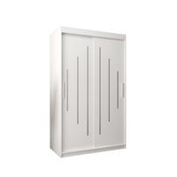 SCHWEBETÜRENSCHRANK 200/120/62 2-türig - Silberfarben/Weiß, Holz/Kunststoff (120/200/62cm) - Abiks Möbel