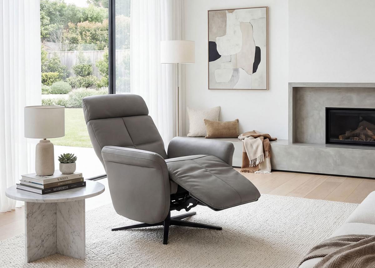 RELAXSESSEL Dunkelgrau - Dunkelgrau, Leder (76/110/153cm) - MCW