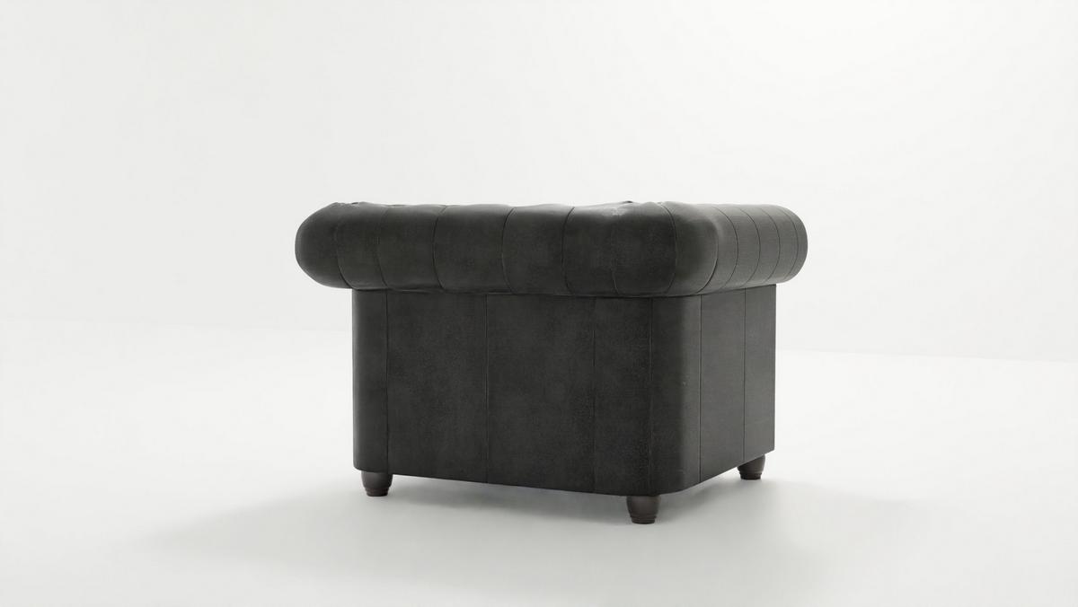 CHESTERFIELD-SESSEL Flux Anthrazit Microfaser Vintageoptik - Anthrazit/Braun, Holz/Textil (94/72/86cm) - S-Style Möbel