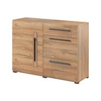 KOMMODE TULLIA 120/86/39 cm mit 3 Schubladen und 1 Türen Eichefarben - Eichefarben, Holzwerkstoff (120/86/39cm) - MASSENO