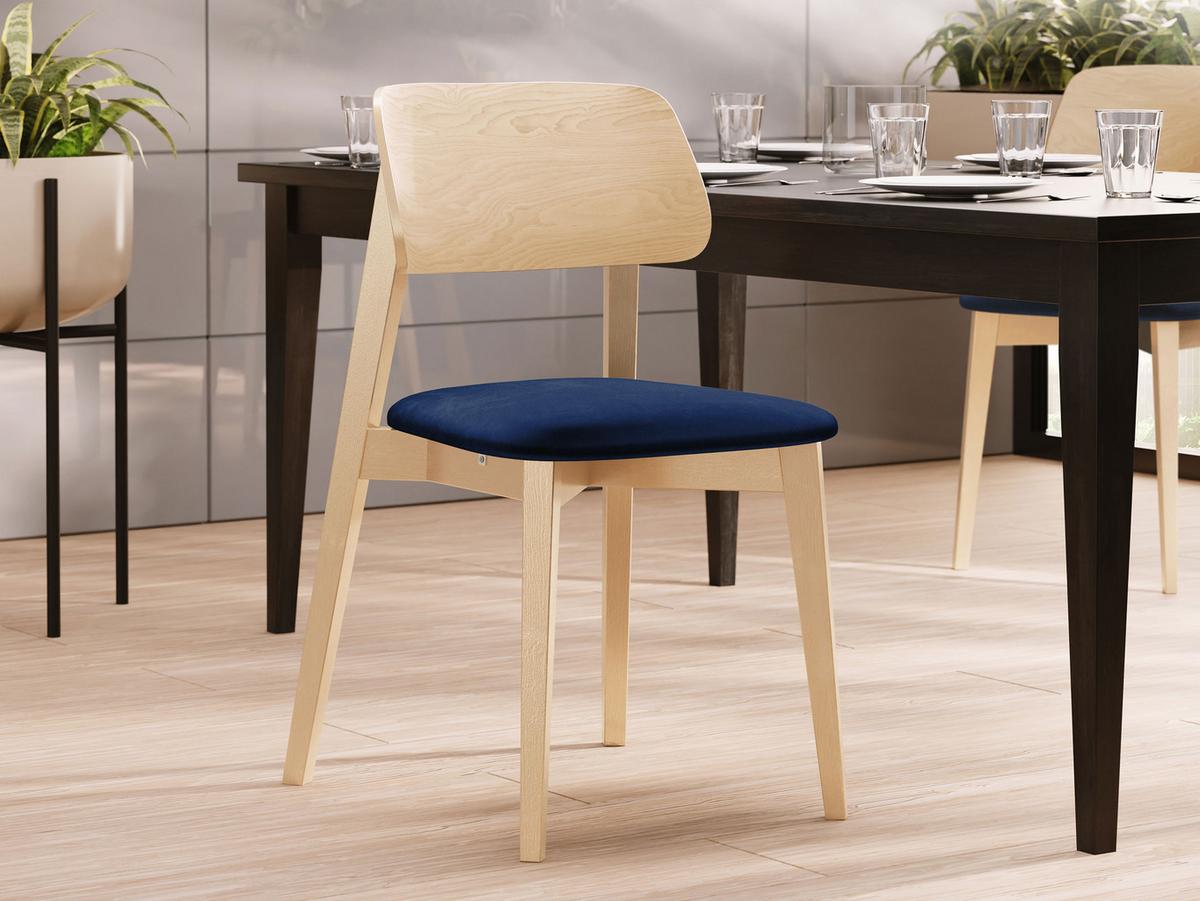 WOHNZIMMER STUHL KT63, Holzfarbe: Buche - Blau/Buchefarben, Holz/Textil (47/80/49cm) - MIRJAN24