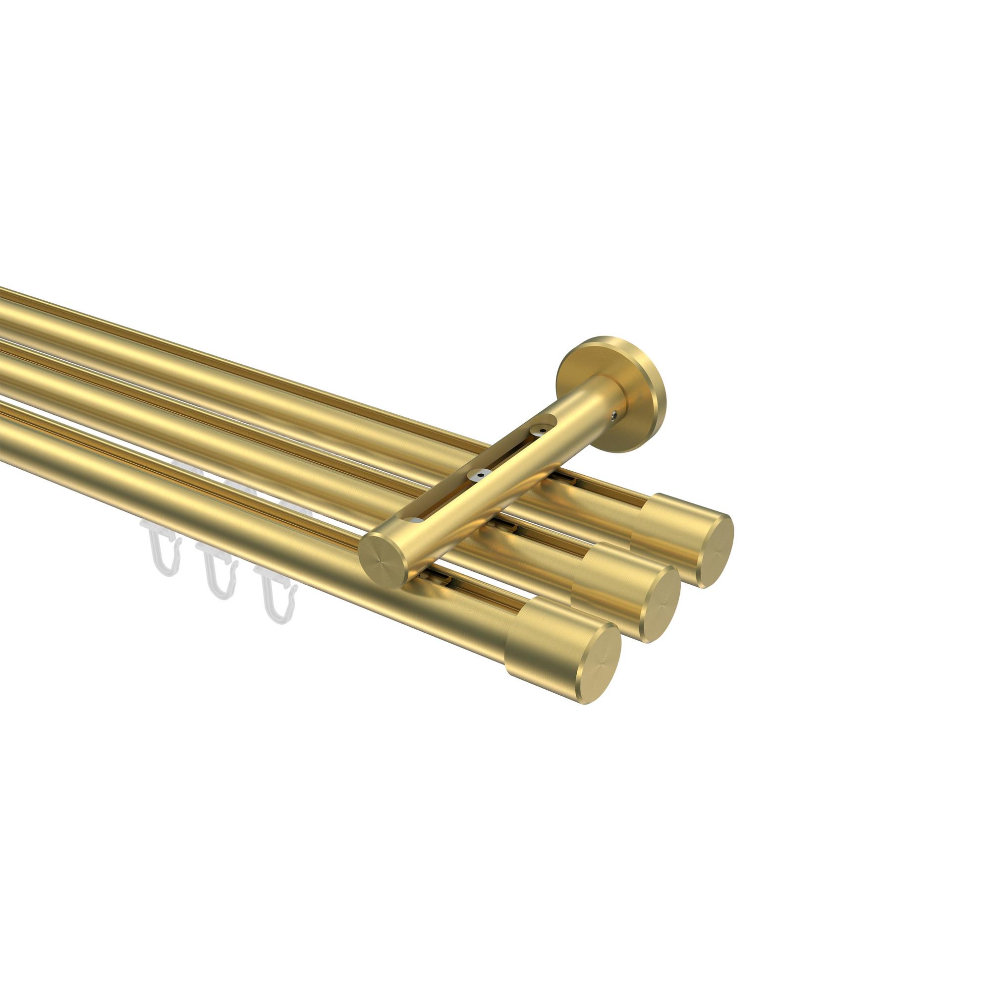 GARDINENSTANGE INNENLAUF Siteno Santo 280 cm (geteilt in 2 x 140 cm), 3-läufig, 20 mm Ø Messing-Optik - Messingfarben, Metall (280cm) - INTERDECO