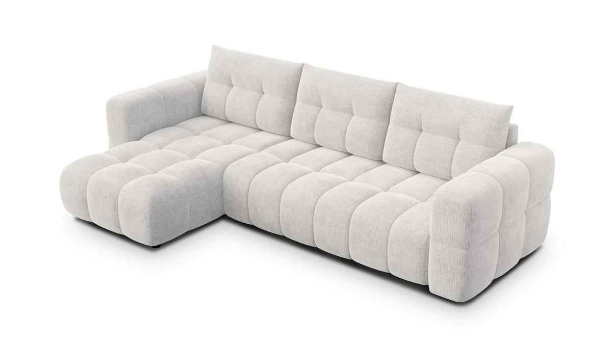 ECKSOFA CLOUDI 4-Sitzer links, creme - Creme/Schwarz, Holz/Textil (294/160cm) - Wozimo