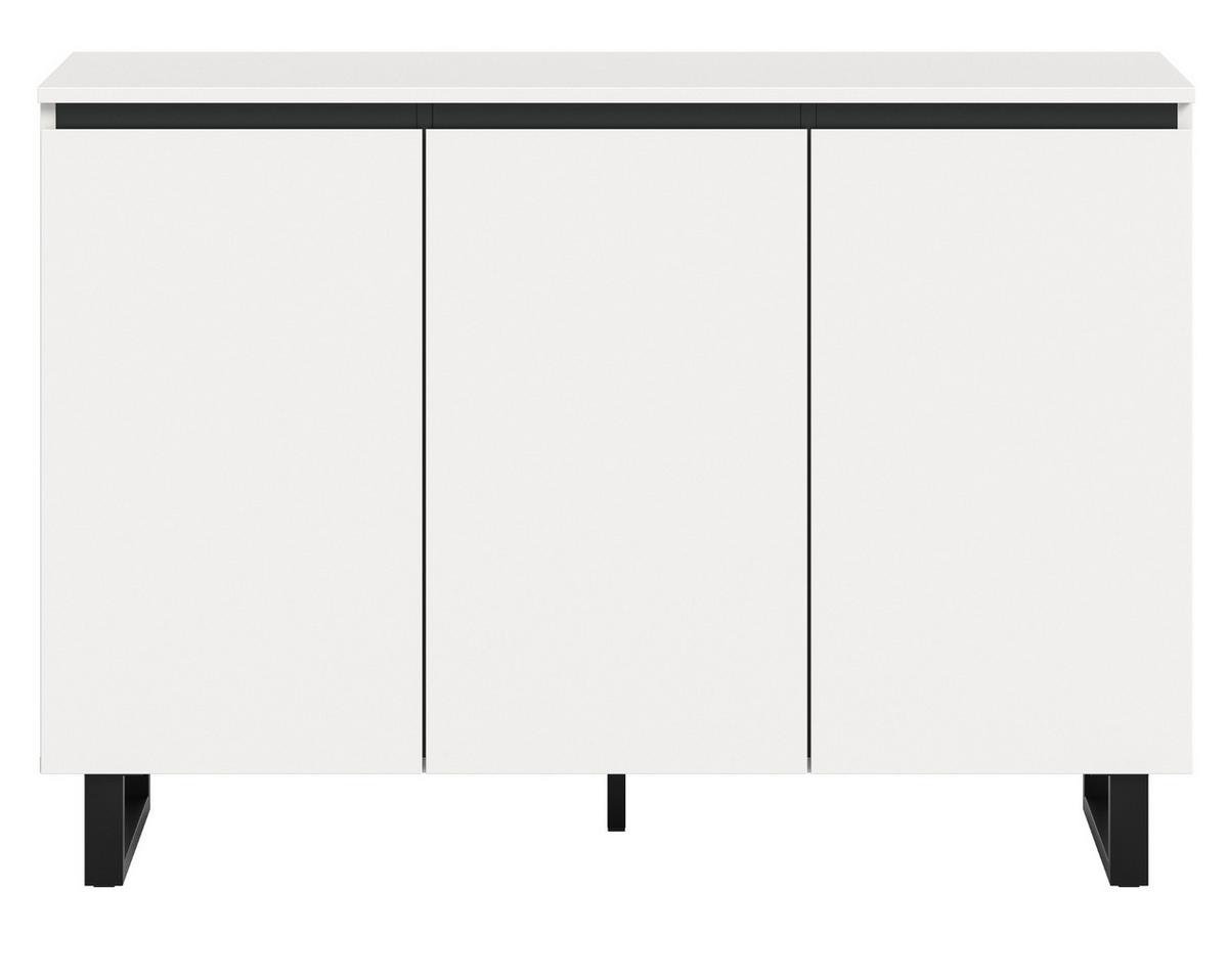 SIDEBOARD weiß, schwarz, 3-türige Kommode 120 x 84 cm mit Soft-Close - Schwarz/Weiß, Holzwerkstoff/Metall (120/84/36cm) - Inn.Furn