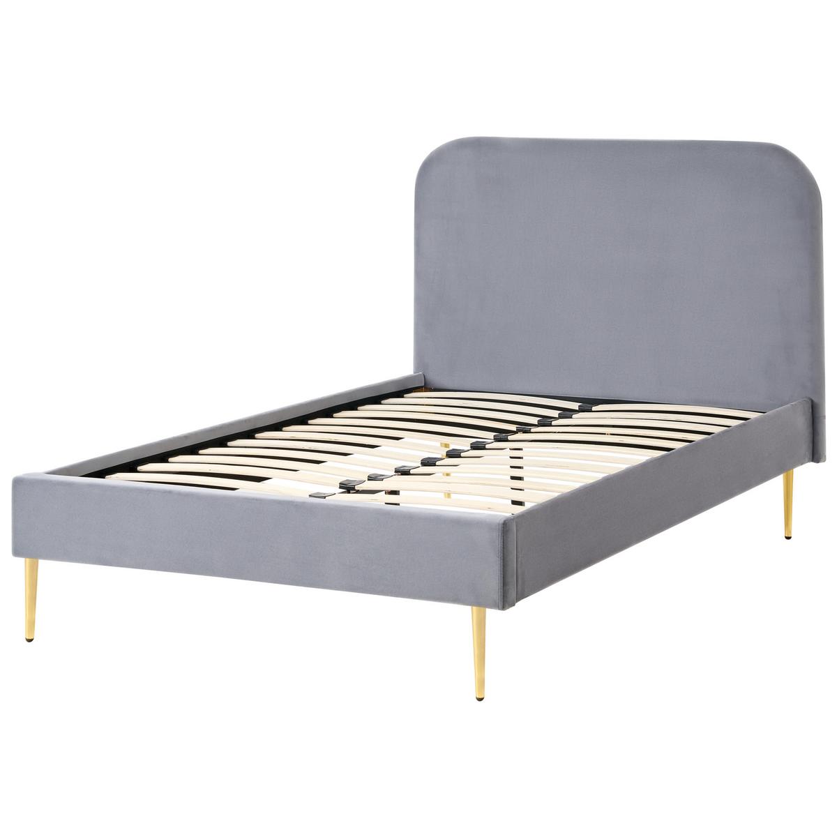 BETT mit Lattenrost 120/200 cm Samtstoff Grau Flayat - Grau, Textil (120/200cm) - Beliani