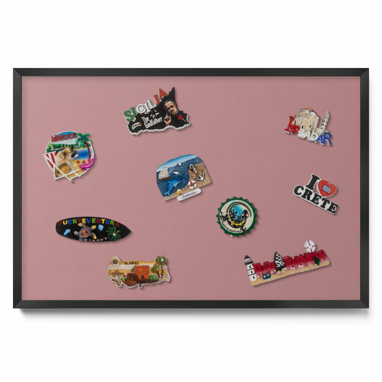 MAGNETTAFEL 60x40 cm Schwarzer Rahmen Pastellrosa - Rosa, Metall (60/50/0.4cm) - TULUP