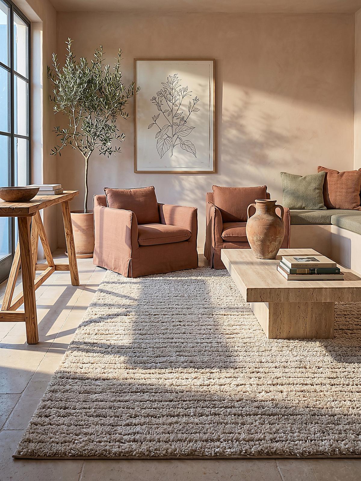 HOCHFLORTEPPICH Streifen ATRIO Polypropylen Beige 160 x 230 cm - Beige, Textil (160/230cm) - KADIMA DESIGN