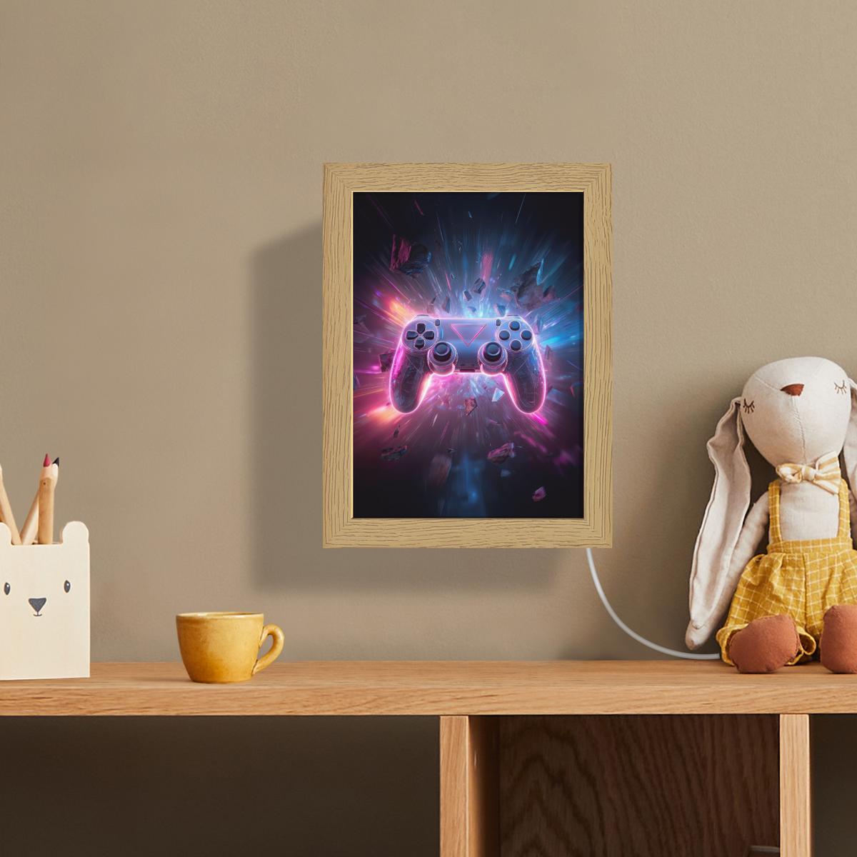 WANDLEUCHTE Controller - Neon - Explosion - Abstrakt 15x20 cm - Violett, Holzwerkstoff (15/20/8cm) - OnlyWow