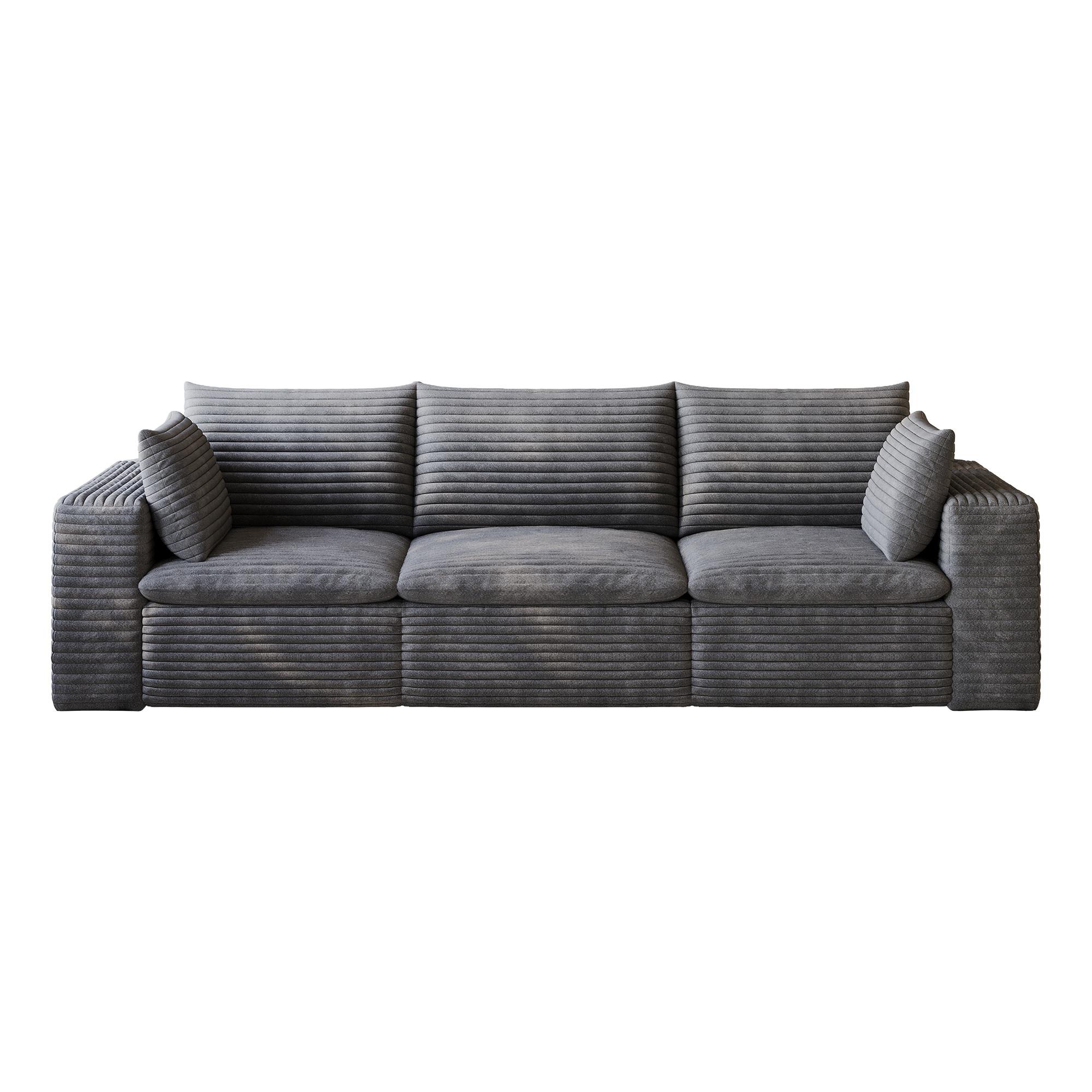 3-SITZER SOFA 260cm Corduroy Modulares ohne Montage - Dunkelgrau, Textil (260/60/90cm) - Urban Meuble