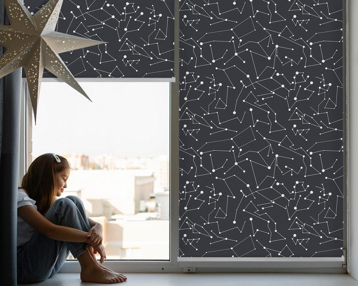 INNENROLLO - Fensterrollo - Rollo - 60x40 cm - Konstellation - Schwarz, Kunststoff (60/140/0.5cm) - TULUP