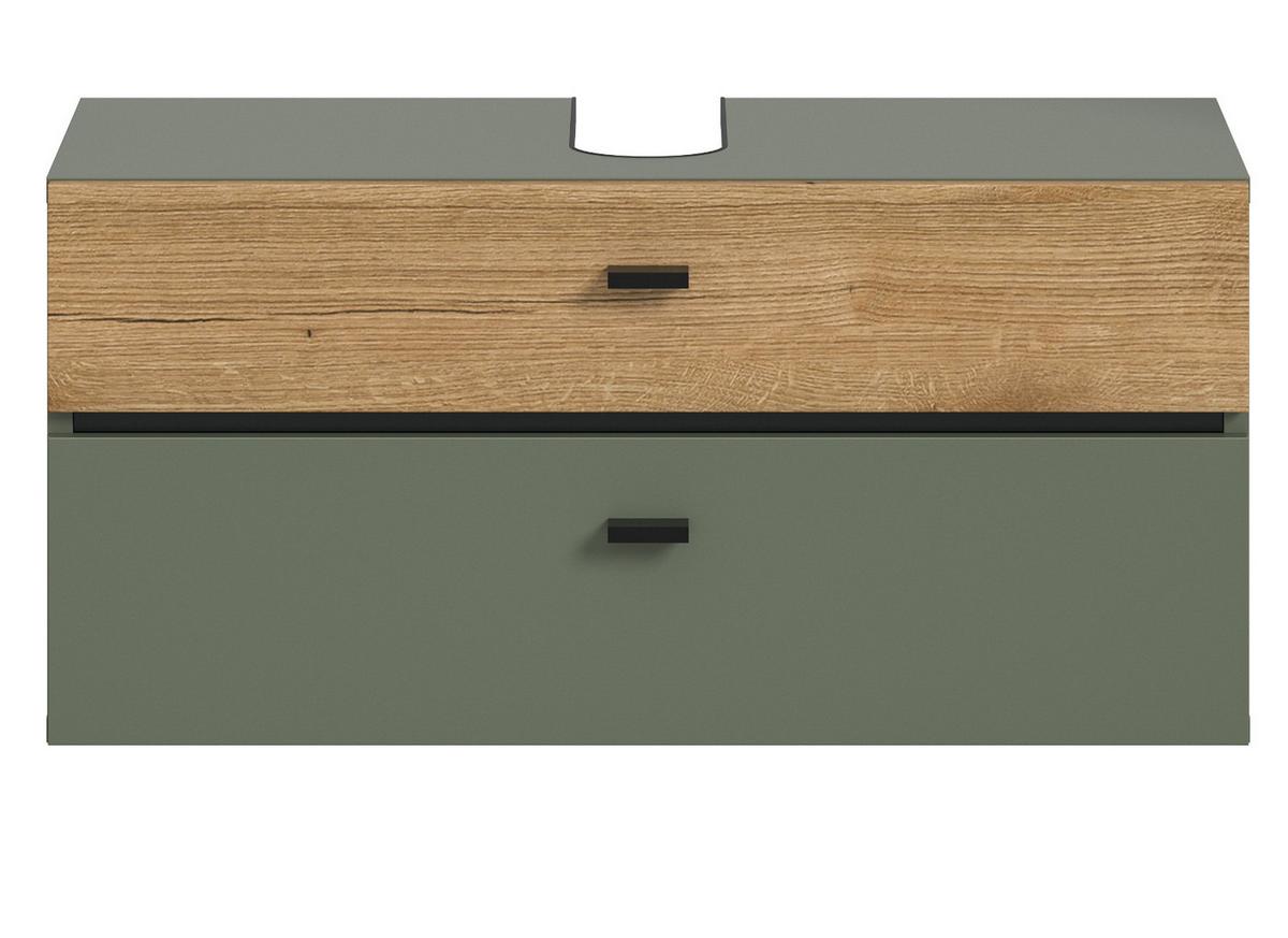 WASCHBECKENUNTERSCHRANK grün, Eiche Evoke 75 cm, Badschrank hängend - Eichefarben/Grün, Holzwerkstoff/Kunststoff (75/35/35cm) - Inn.Furn