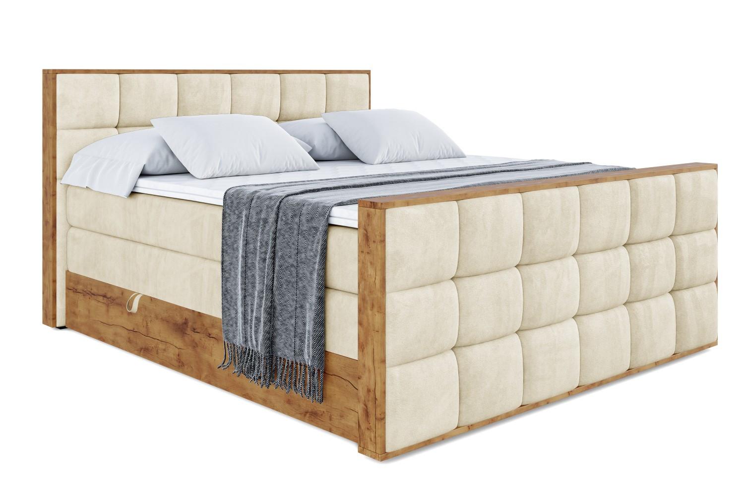 BOXSPRINGBETT mit Matratze H3|H4 und Lattenrost - LOLLI2-Z KING-180x200 - Beige Monolith - Beige, Holzwerkstoff (180/200cm) - ALTDECOR