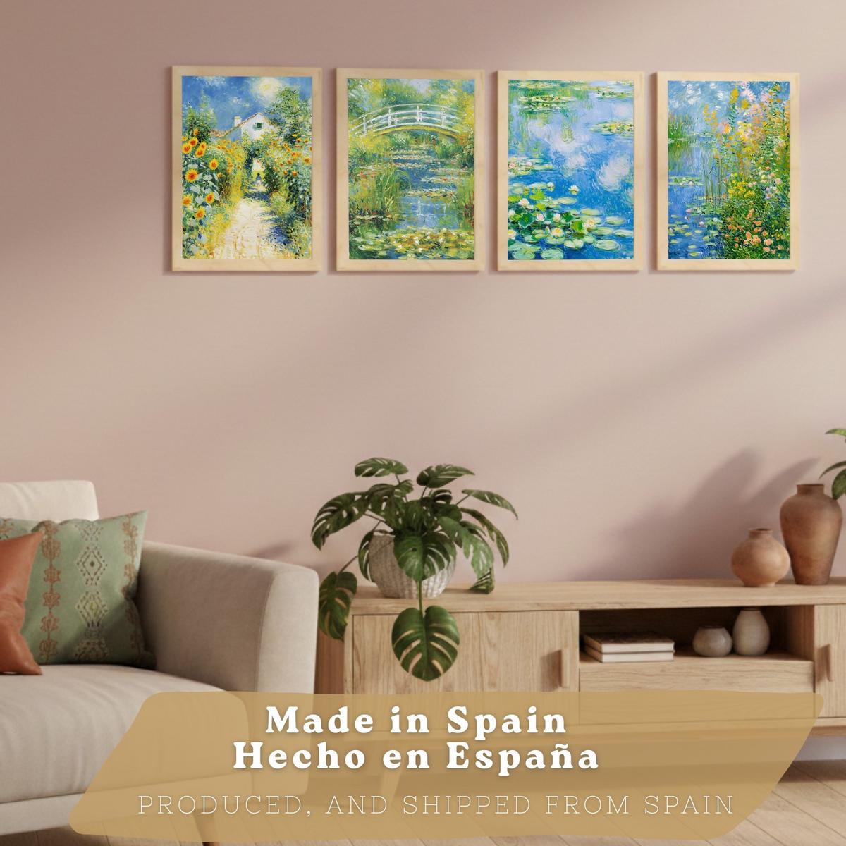 POSTER 4er Bilder-Set Wandbilder Matisse Stil modern Wohnzimmer Deko, Schlafzimmer, Küche, Badezimmer Leichter Holzrahmen A3 - Beige, Papier (29.7/1/42cm) - Nacnic