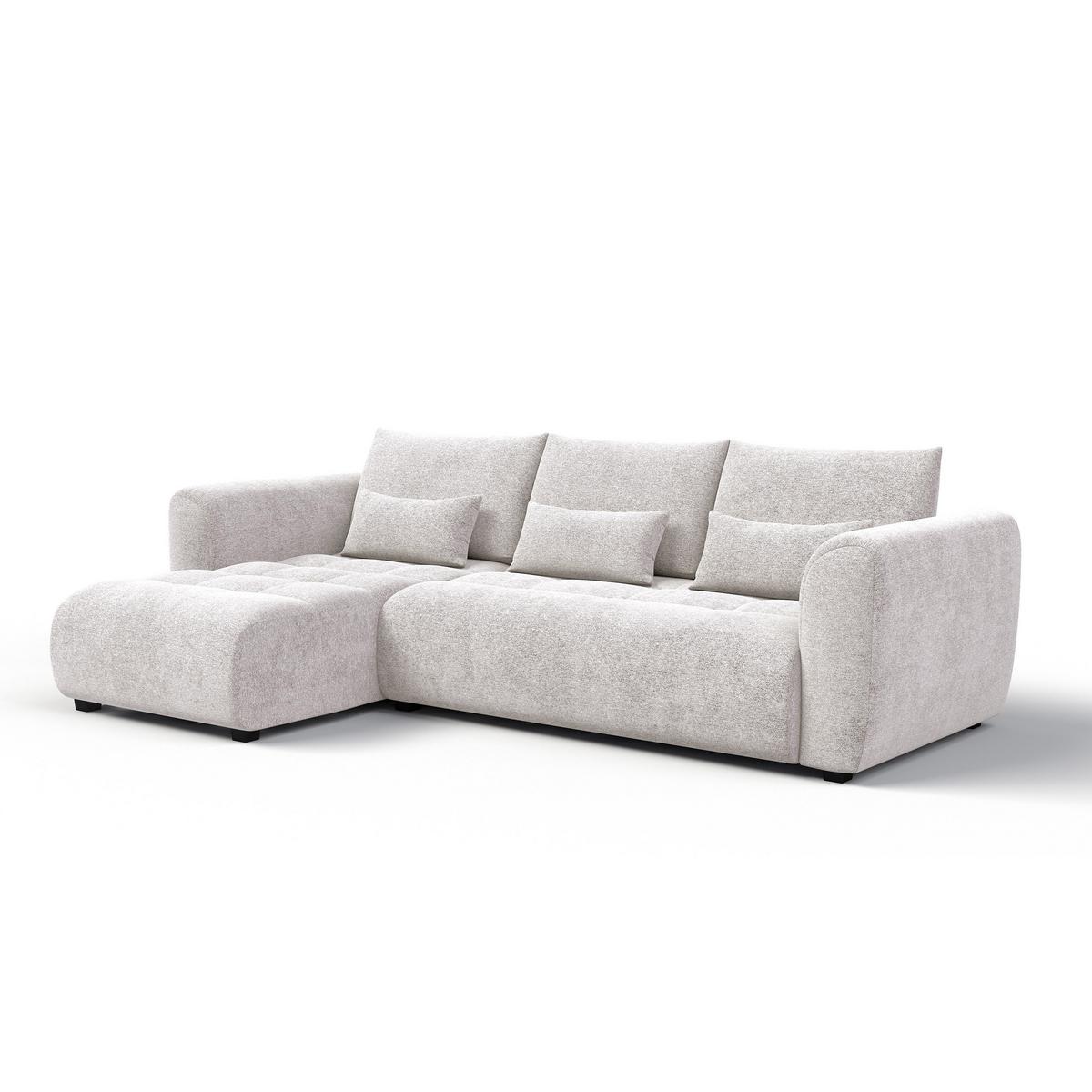 ECKSOFA SORENO 4-Sitzer, ecru - Ecru/Schwarz, Holz/Textil (293/171cm) - Wozimo