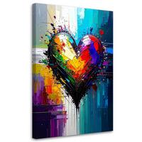 LEINWANDBILD Graffiti Buntes Herz Abstrakt 60x90cm - Multicolor, Textil (60/90cm) - Feeby