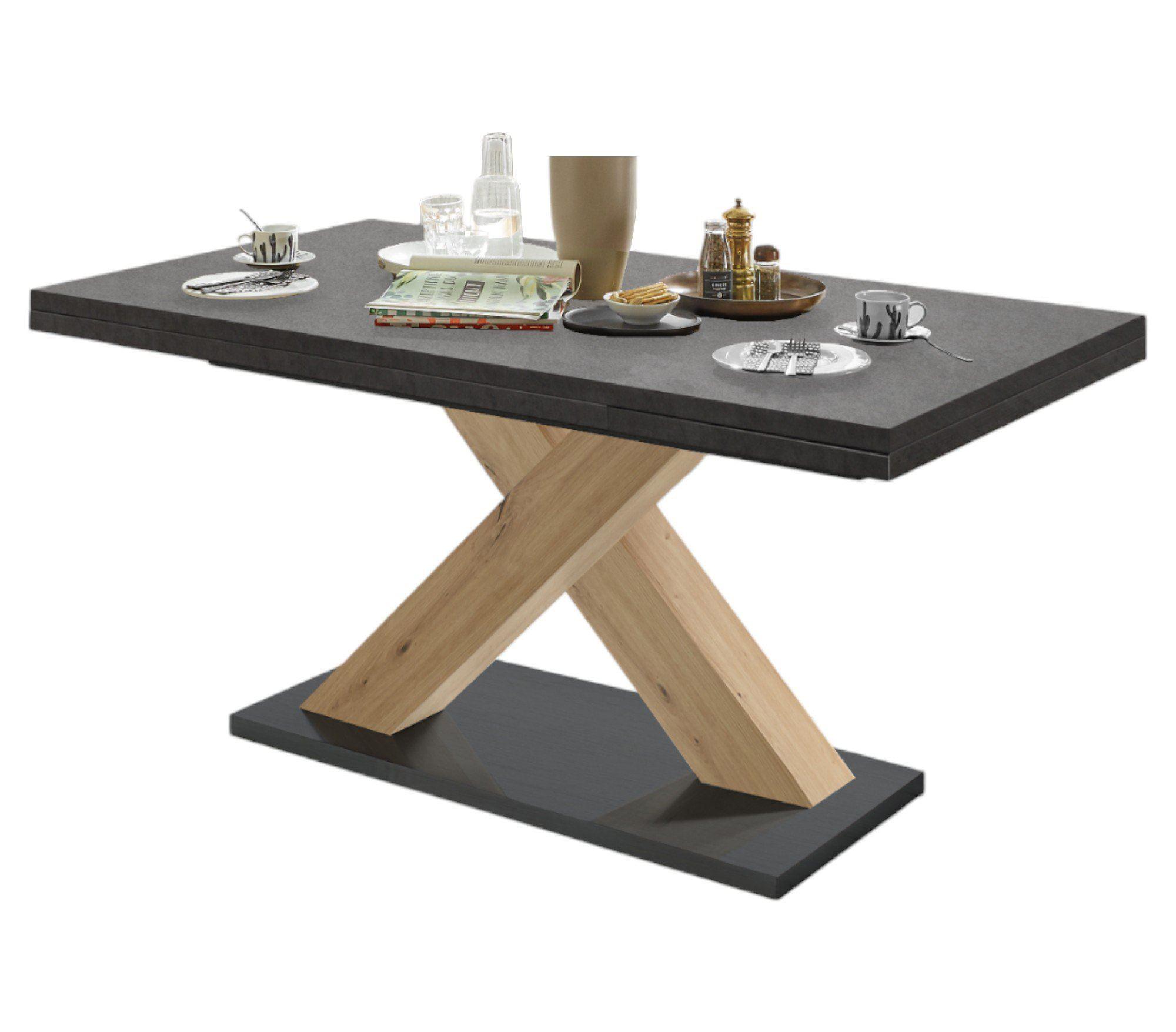 ESSTISCH ausziehbar Elene 160x90x76 Asteiche/Graphit - Grau, Holzwerkstoff (160/90/76cm) - 58aufmkessel