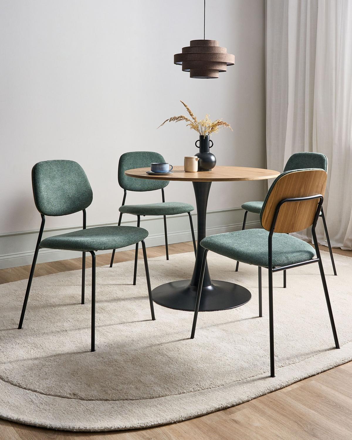 ESSZIMMERSTUHL 4er-Set Stoff Grün Riley - Grün, Textil (48/83/52cm) - Beliani