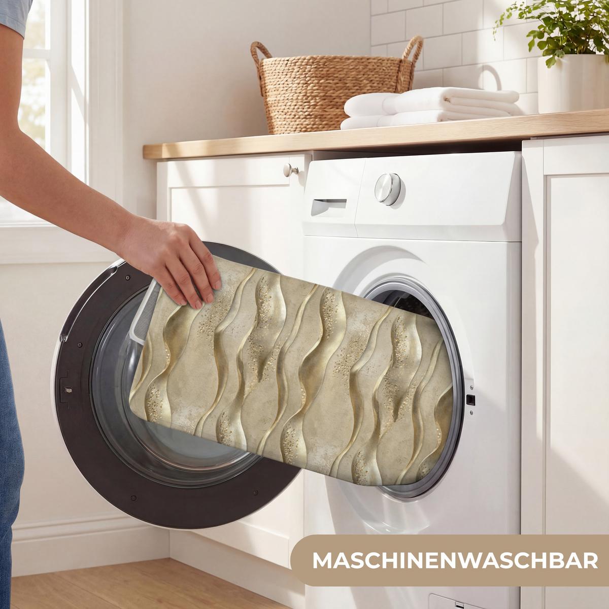 WC-VORLEGER Wellen - Muster - Gold WC Teppich 40x60 cm - Messingfarben, Textil (40/1cm) - OnlyWow