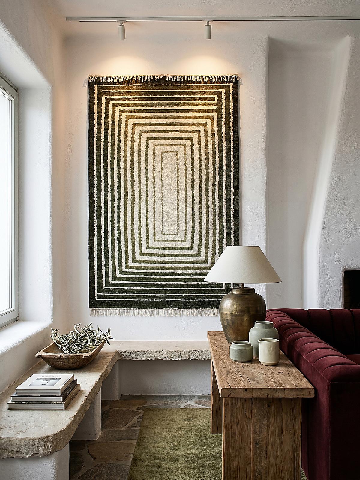 WOLLTEPPICH handgewebt FROND, geometrisch, Grün, 140 x 200 cm - Grün, Textil (200/140cm) - KADIMA DESIGN