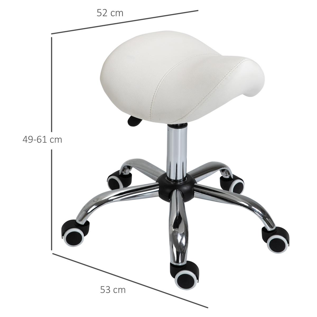 ARBEITSHOCKER Drehstuhl Drehhocker Rollhocker Sattelhocker Hocker Weiß - Weiß, Kunststoff (52/61/53cm) - HOMCOM