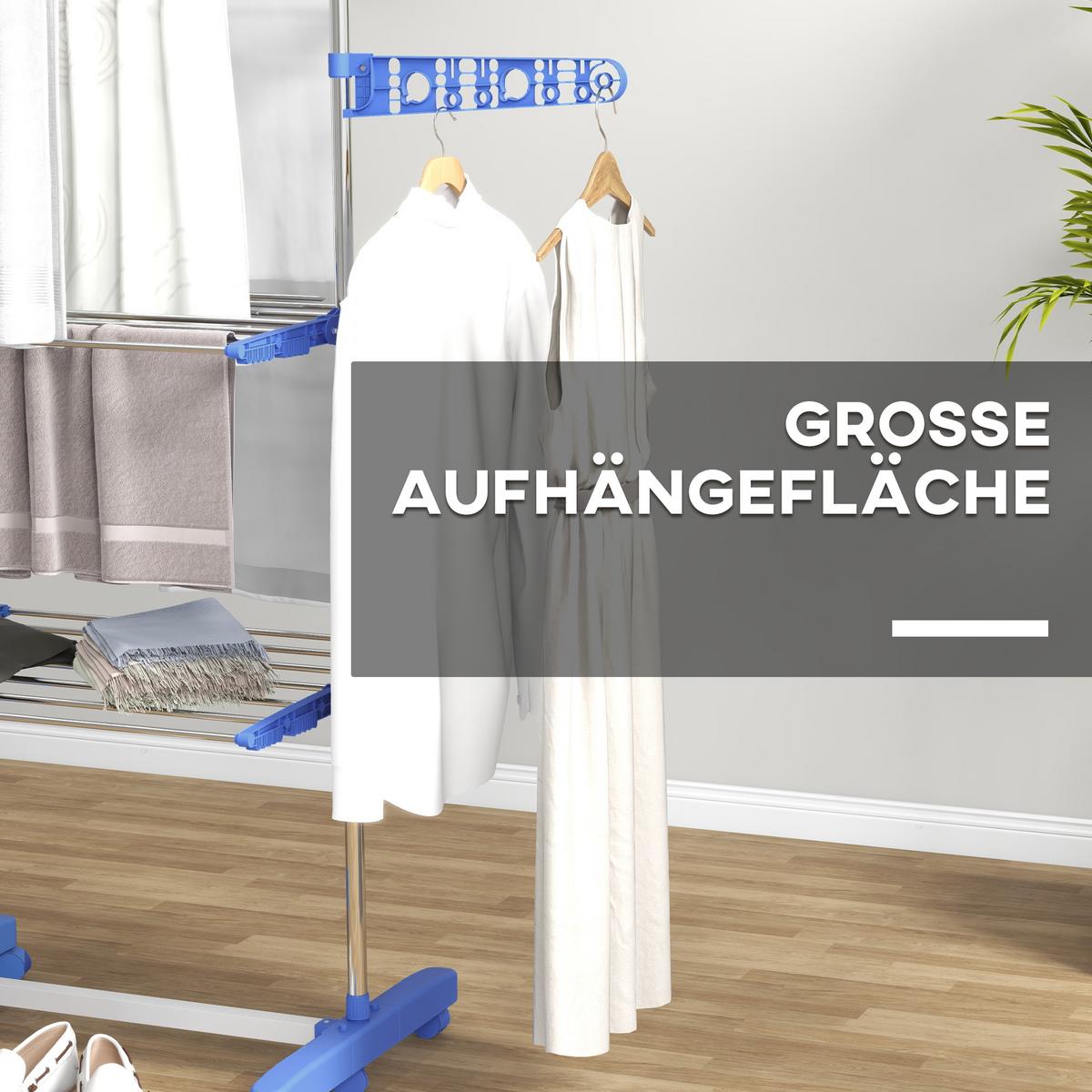 WÄSCHESTÄNDER Weiß - Blau, Metall (55/152/142cm) - HOMCOM