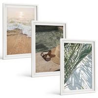 BILDER SET 3er Set - 40x60 cm Weißer Rahmen - Strandhut und Sonnenbrille - Weiß, Kunststoff (40/60cm) - TULUP