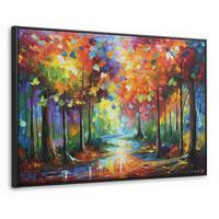 LEINWAND Bilder mit Rahmen - Landschaft - Wald - Farben - Natur - 120x80 - Multicolor, Textil (120/80cm) - MuchoWow