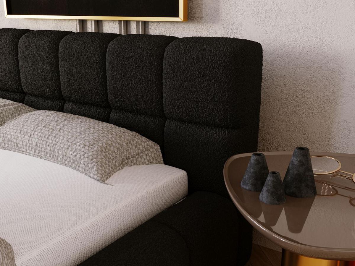 POLSTERBETT Alicante Bouclé-Stoff 160x200 Schwarz - Schwarz, Textil (160/200cm) - Graingold
