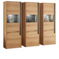 SCHRANK-SET 3-teilig Evoke Eiche, grau, Wohnkombination mit 3 x Vitrine - Eichefarben/Grau, Glas/Holzwerkstoff (190/155/40cm) - Furn.Design