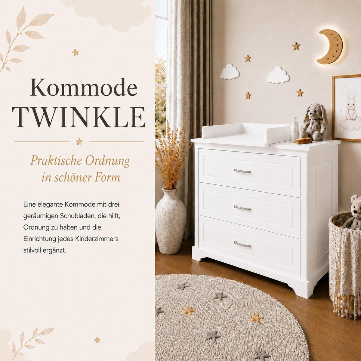SIDEBOARD TWINKLE für das Kinderzimmer Weiß matt - Weiß, Holzwerkstoff (98/89.5/53cm) - Lookway