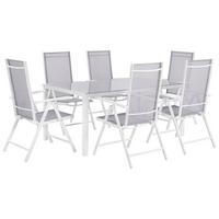 GARTENMÖBEL SET 6-Sitzer Aluminium grau Catania - Weiß/Grau, Metall - Beliani