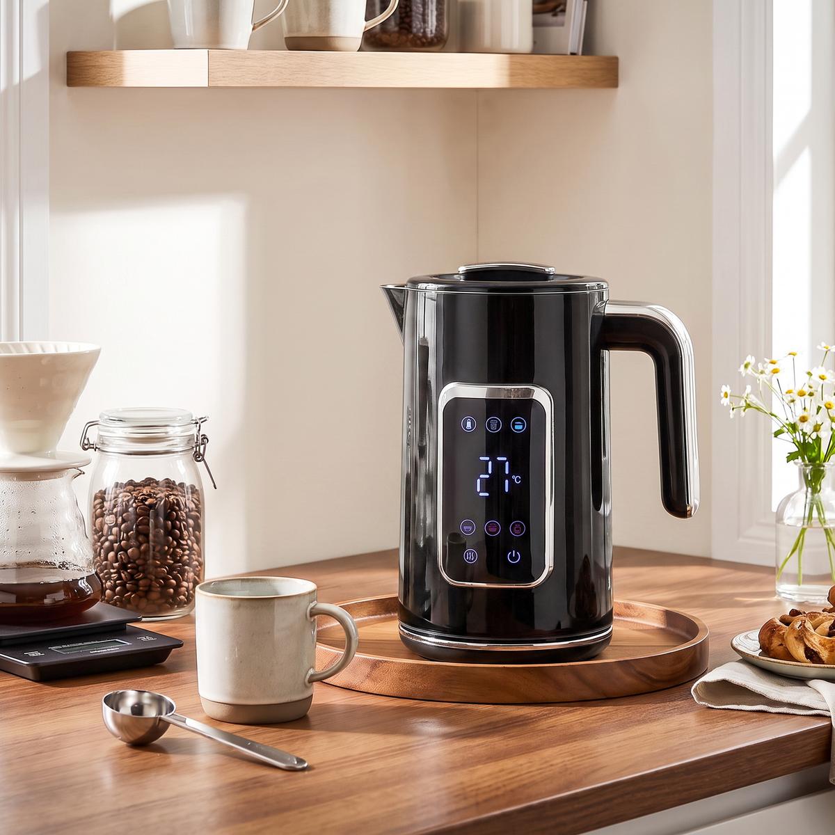 WASSERKOCHER Edelstahl Schwarz - Schwarz, Metall (14.9/26.3/22.4cm) - HOMCOM