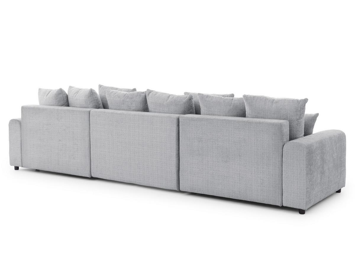WOHNLANDSCHAFT Calma mit Schlaffunktion und Bettkasten im Bumpy-Design aus weichem Hellgrau Chenille-Stoff - Hellgrau/Schwarz, Holz/Kunststoff (336/88/140cm) - S-Style