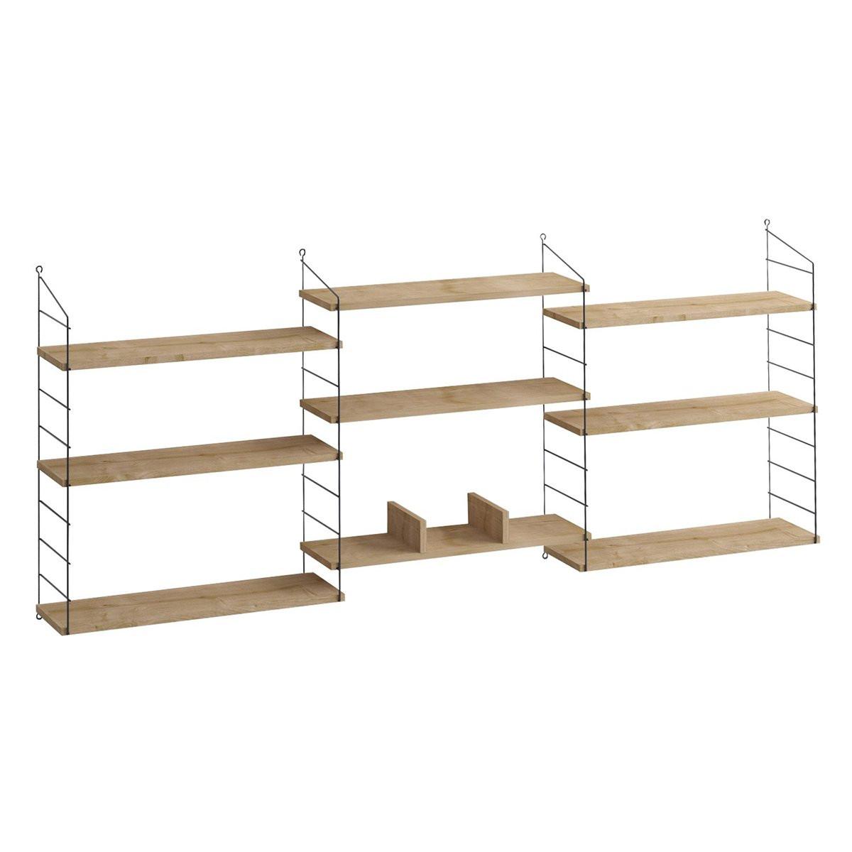 WANDREGAL mit 9 Eichenholzdekorationen laba 20/85/216 cm - Eschefarben, Holzwerkstoff (20/85/216cm) - Calicosy