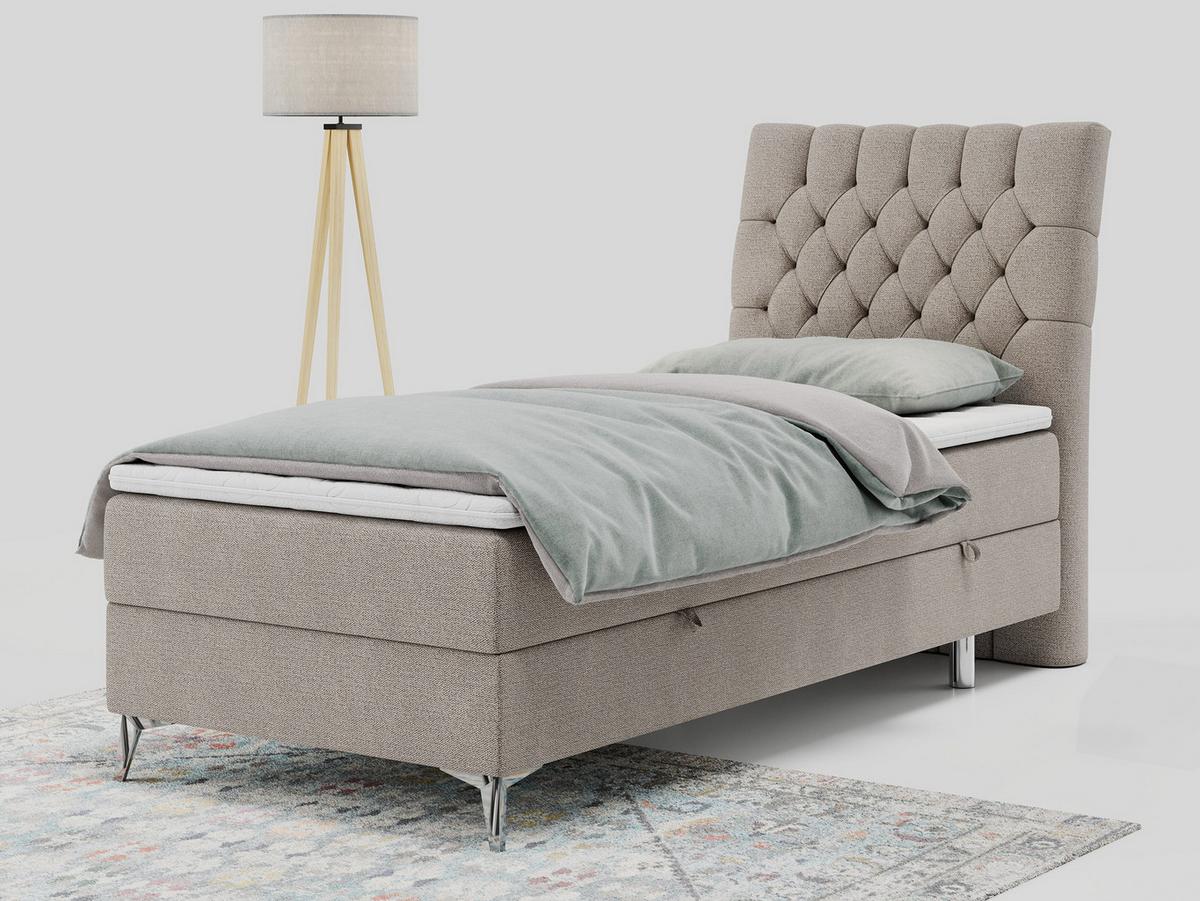 BOXBETT MILEN 90/200 Beige Struktur - H4 - Rechts Seite - Beige, Holz/Textil (90/200cm) - MKS