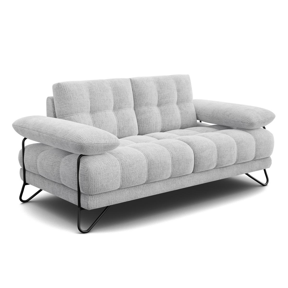 SOFA BUBBARA 2-Sitzer, hellgrau - Hellgrau/Schwarz, Holz/Textil (185/87/96cm) - Wozimo