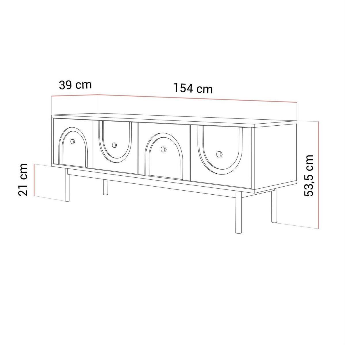 TV-SCHRANK LIBERTY auf Holzbeinen schwarz - Schwarz, Holzwerkstoff (154/53.5/39cm) - Lookway