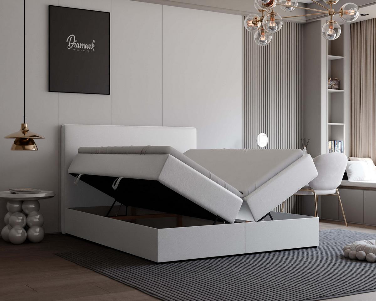 BOXBETT 140x200 cm mit Topper - Weiß, Holzwerkstoff/Textil (140/200cm) - Idohome