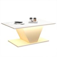 BIELY KONFERENČNÝ STOLÍK s vysokým leskom, LED osvetlením a dizajnom v tvare V - Weiß, Holzwerkstoff (50/100/46cm) - Urban Meuble
