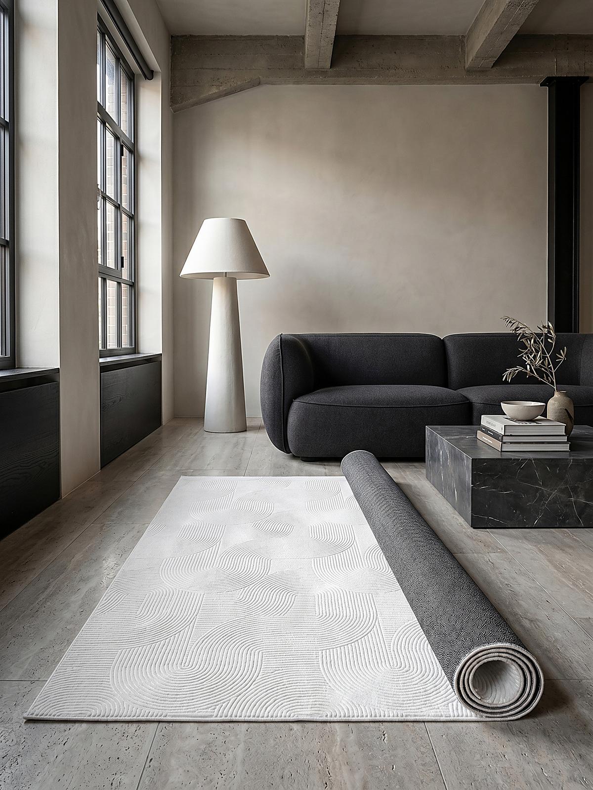 TEPPICHLÄUFER Antirutsch Geometrisch DALAR Polypropylen Weiß 80 x 300 cm - Weiß, Textil (80/300cm) - KADIMA DESIGN
