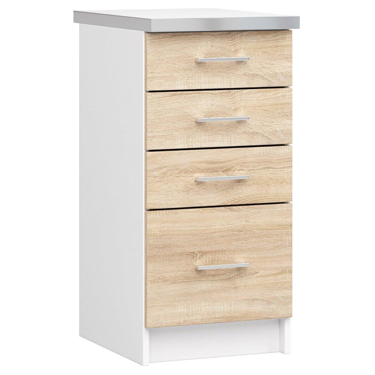 UNTERSCHRANK Weiß, Eiche Sonoma 82/40/44,5 - Weiß/Eiche Artisan, Holzwerkstoff (40/82/44.5cm) - RAUMHIRSCH FURNITURE