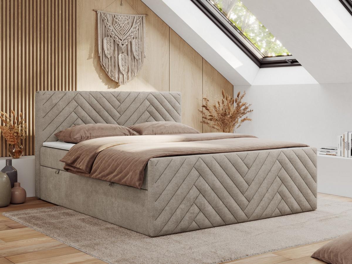 BOXBETT PARIS DUO 200/200 - Beige Struktur - H3 - Beige, Holz/Textil (200/200cm) - MKS