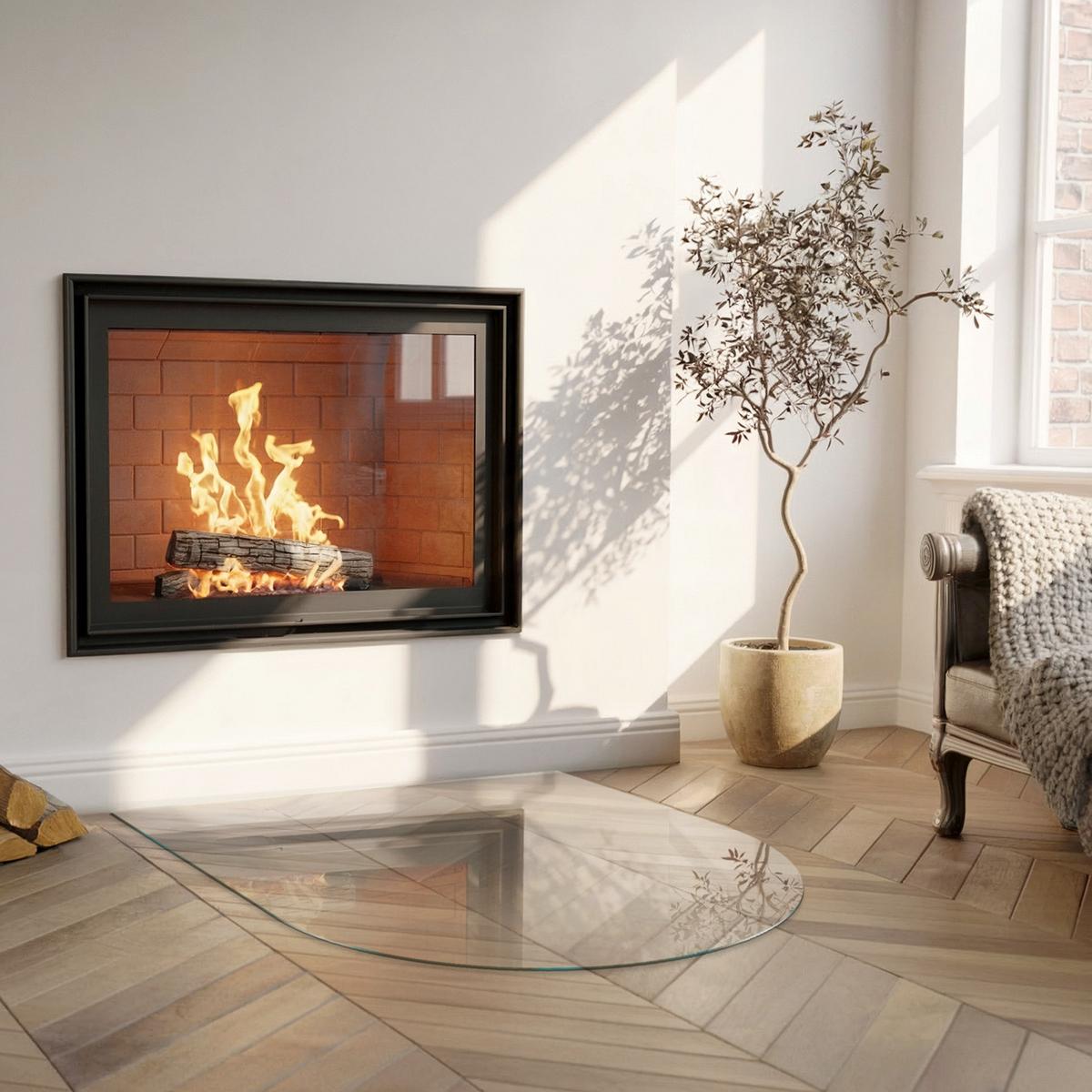GLASPLATTE für Kamin transparent 80x70 cm - Transparent, Glas (80/70/0.4cm) - TULUP