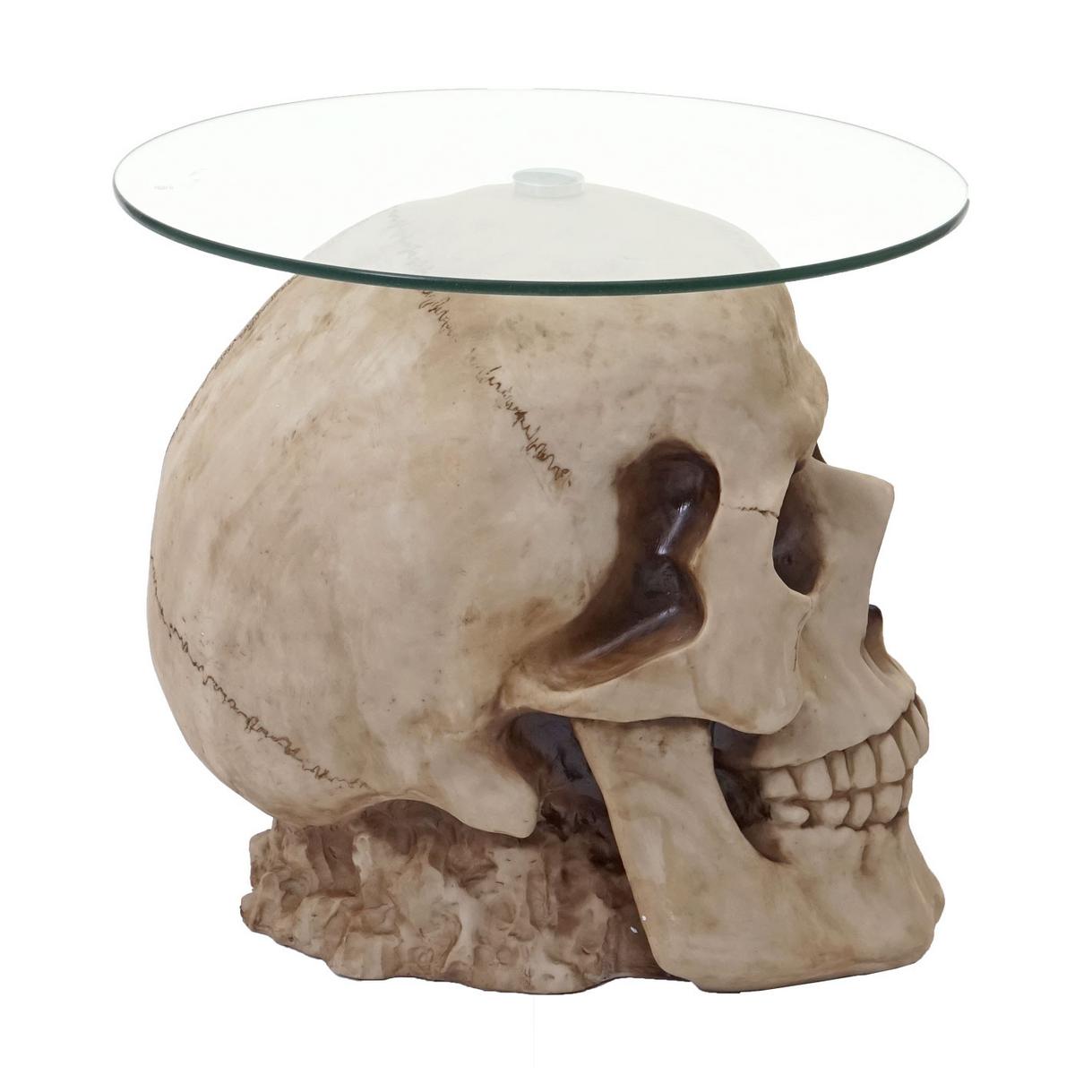 BEISTELLTISCH TOTENKOPF rund Beige - Beige, Stein (55/55/52cm) - MCW