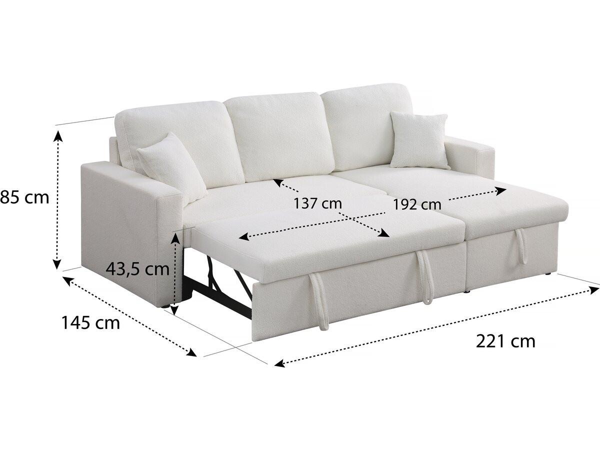 ECKSOFA alain weiss - Weiß, Textil (145/221cm) - Habitat Garten