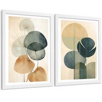 POSTER 2er Bilder-Set Wandbilder Geometrische Blumen modern Wohnzimmer Deko, Schlafzimmer, Küche, Badezimmer Weißer Rahmen A3 - Weiß, Papier (29.7/1/42cm) - Nacnic