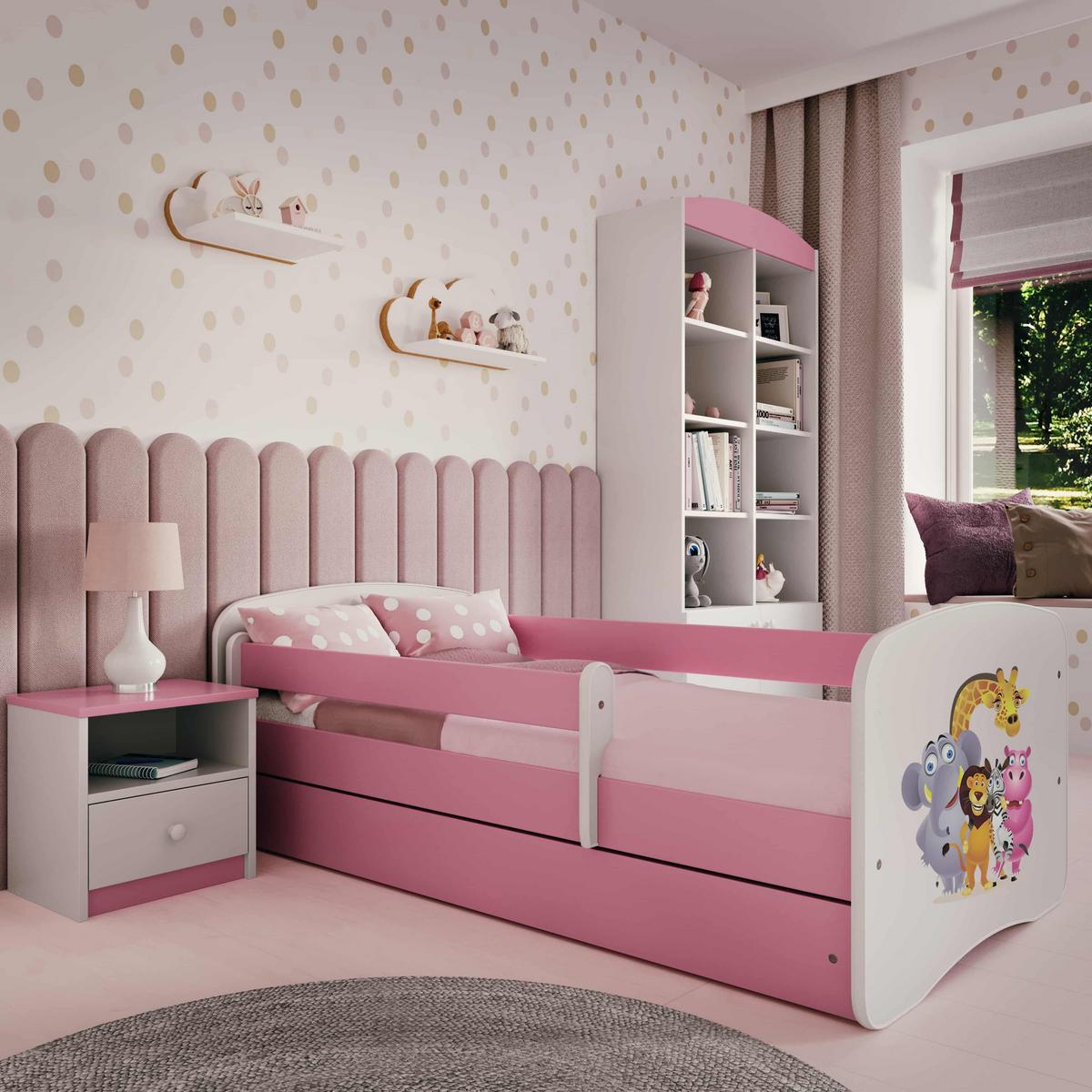 KINDERBETT ZOO mit Schublade und Matratze 160/80 - Rosa, Holzwerkstoff (80/160cm) - RAUMHIRSCH FURNITURE
